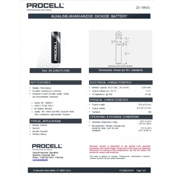 Batéria Duracell Procell LR6 AA