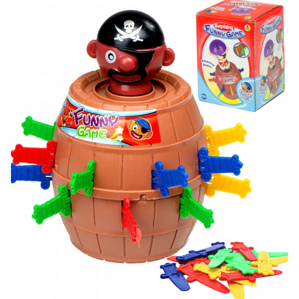 Arkádová hra Crazy Pirate in a sud Prick the pirate 9 x 9 x 12,5 cm