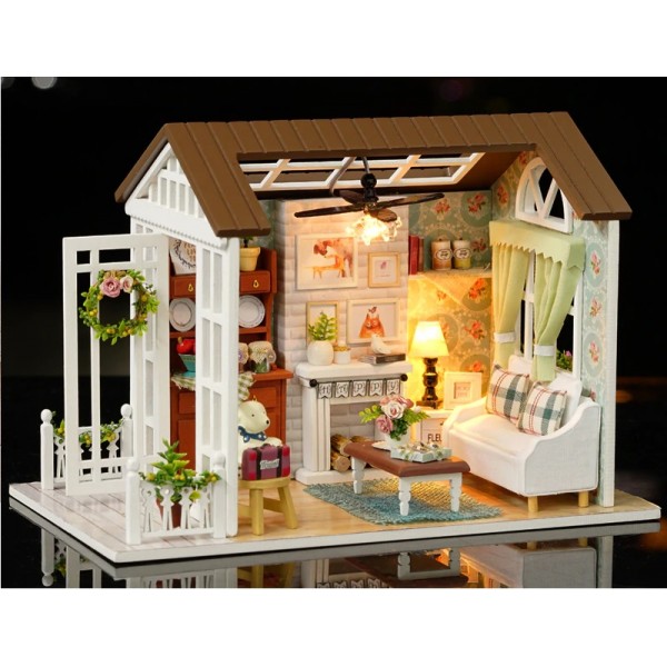 Domček pre bábiky drevená zostava do obývačky model LED 8008-A