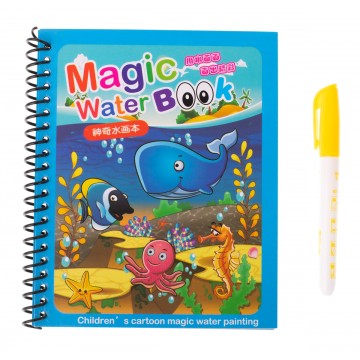 Vodná kniha s fixkou modré morské živočíchy
