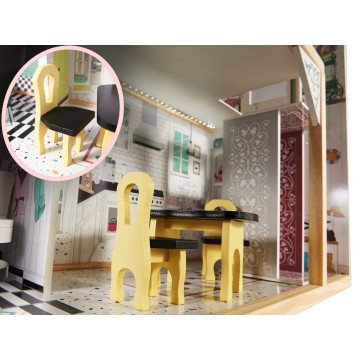 Drevený domček pre bábiky MDF + nábytok 122cm XXL LED