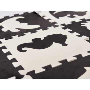 Penová puzzle podložka / ohrádka pre deti 25el. čierna a biela