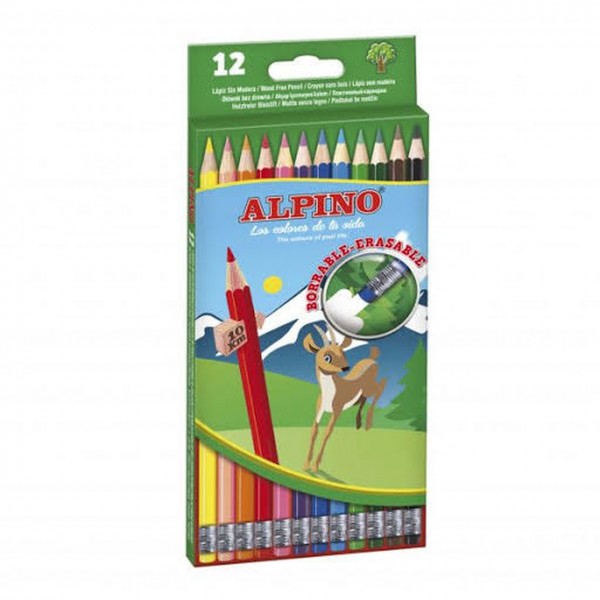 ALPINO 12-farebné ceruzky s gumou
