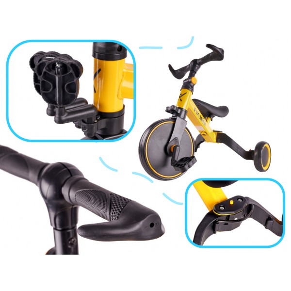 Trojkolesový trojkolesový bicykel 3v1 Trike Fix Mini s pedálmi žltý
