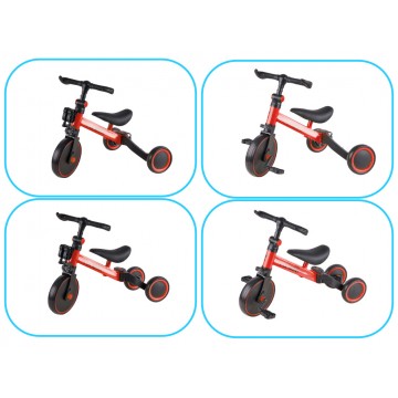 Trojkolesový trojkolesový bicykel 3v1 Trike Fix Mini s pedálmi červenej farby